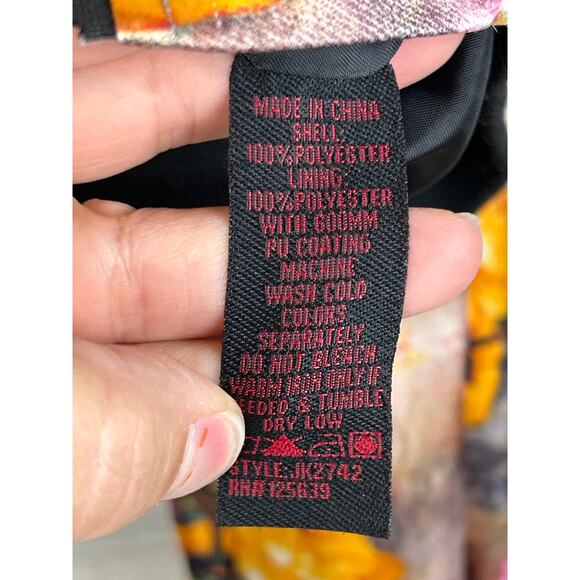 Yoki Women’s Large Yellow Floral Satin Bomber Jacket Zip Up Lightweight Colorful - Picture 6 of 7